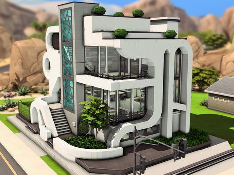 Futuristic House Layout, Sims 3 Into The Future, Sims 4 Sci Fi House, Sims4 Futuristic Cc, Sims Futuristic House, Alien House Sims 4, Futuristic Bloxburg House, Sims 4 Astronaut House, Sims 4 Futuristic House