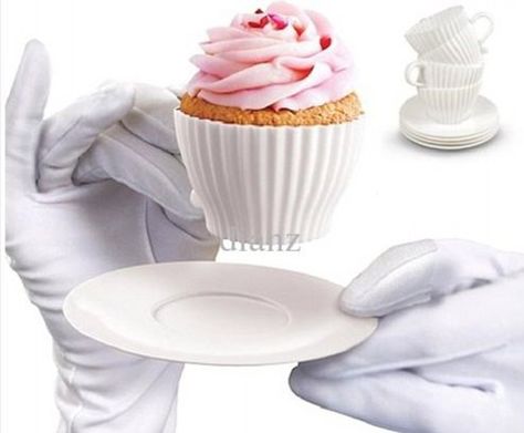 Girly girl: A more refined take are the Afternoon Tea molds, which also come with saucers Tea Cup Cupcakes, Silicone Cupcake Molds, Tea Cup Cake, Afternoon Tea Party, Cupcake Pans, Cupcake Mold, Muffin Cake, Silicone Molds Baking, Cupcake In A Cup