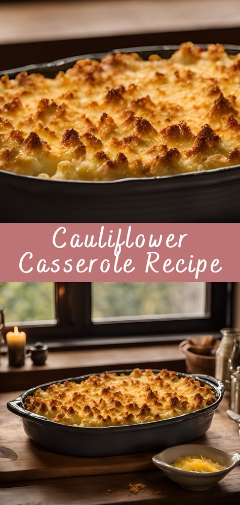 Cauliflower Casserole Recipes Easy, Califlower Casseroles Healthy, Cauliflower Bake Recipes, Cauliflower Casseroles, Califlower Casserole, Purple Cauliflower Recipe, Cheese Casserole Recipes, Low Carb Cauliflower Casserole, Recipe Cauliflower