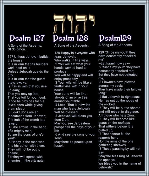 Psalm 127//Psalm 128//Psalm129 Psalm 128, Psalm 127, Bible Knowledge, Bible Truth, Bible Scriptures, Psalms, Bible, Songs