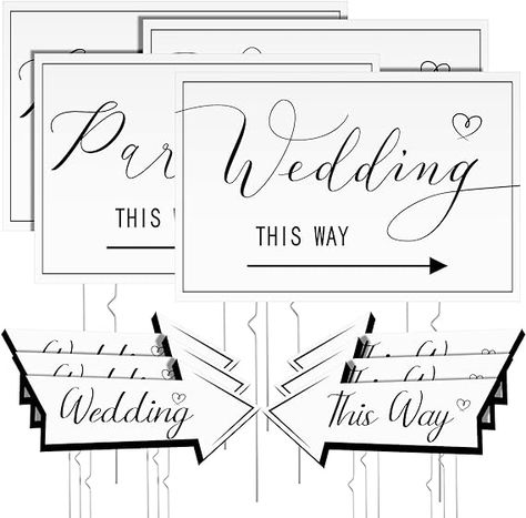 Amazon.com : Wenqik 10 Pcs Wedding This Way Directional Parking Signs Include 4 Square and 6 Arrow Shaped Wedding Parking Sign Road Signs with Stakes, Large Double Sided Wedding Directional Sign for Lawn Yard : Patio, Lawn & Garden Wedding Parking, Wedding Direction Signs, Direction Signs, Sign Road, Wedding Directions, Wedding Reception Signs, Parking Sign, Elegant Script Fonts, Arrow Signs