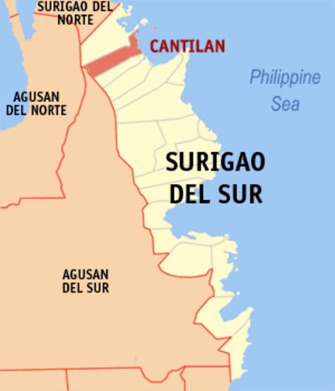 Map of the Surigao del Sur showing the location of Cantilan Surigao Del Sur, Wikimedia Commons, The Philippines, Manila, Philippines, Map, Media