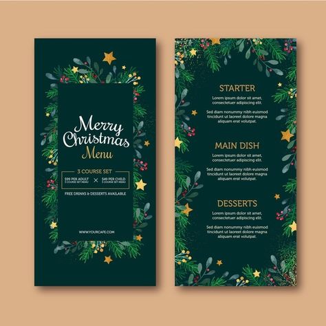 Christmas Menu Design, Recipe Graphic, Christmas Brunch Menu, Christmas Menu Template, Xmas Menu, Christmas Brochure, New Year Menu, Christmas Party Drinks, Christmas Dinner Menu