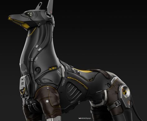 The Robotic Dog, Mohammad Hossein Attaran on ArtStation at https://www.artstation.com/artwork/N50gl5 Gadget Tecnologici, Robot Design Sketch, Mechanical Animals, Robot Dog, Robot Animal, Futuristic Robot, Sci-fi Armor, Dog Suit, Arte Robot