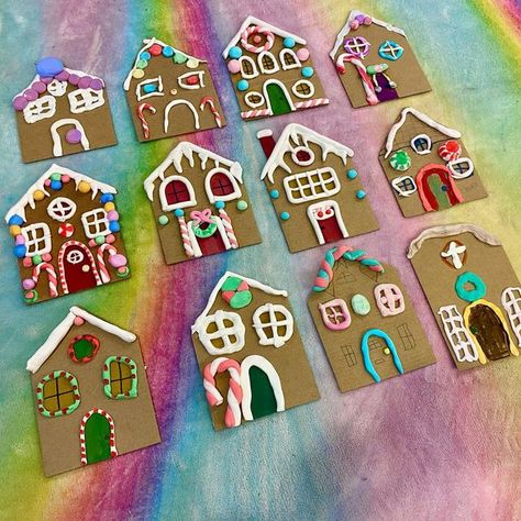 Christmas Project For Kindergarten, Gingerbread House Arts And Crafts, Christmas Craft Elementary, Advent Art For Kids, Pie Art Project, Gingerbread House Art Project, Gingerbread House Art Projects For Kids, Christmas Art For Kids Classroom, Preschool Gingerbread House