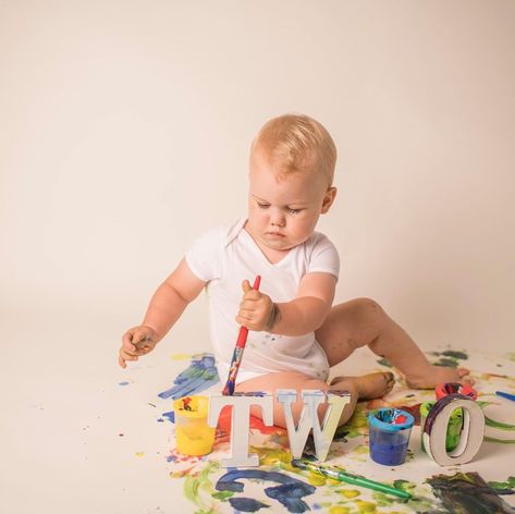 Paint Smash Photoshoot 2nd Birthday, Turning 2 Photoshoot, Terrible Twos Photoshoot Ideas, 2nd Birthday Photoshoot Ideas, Second Birthday Photo Shoot, Smash Painting, Second Birthday Photos, Paint Photoshoot, Babies Bedroom