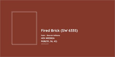 Fired Brick Color, Sherwin Williams Fired Brick, Munsell Color System, Analogous Color Scheme, Rgb Color Codes, Paint Color Codes, Hexadecimal Color, Red Crafts, Rgb Color Wheel