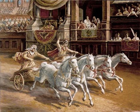 Chariot racing was in the first Olympic Games and one of Ancient Greece’s most famous statues is of a charioteer. Description from kizaz.com. I… Chariot Racing, Roman Chariot, Ancient Olympic Games, Imperiul Roman, Ancient Olympics, Marshal Arts, Lucrezia Borgia, Circus Maximus, Roman History