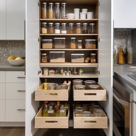 12 Small Pantry Ideas to Make the Most Out of Tight Spaces | Architectural Digest Adding Pantry To Small Kitchen, Small Open Pantry, Small Pantry Ideas Closet, Kitchen Food Storage Ideas No Pantry, Creative Pantry Ideas, Small Kitchen Pantry Design, Pantry Ideas For Small Kitchen, Small Pantry Design, Open Pantry Ideas