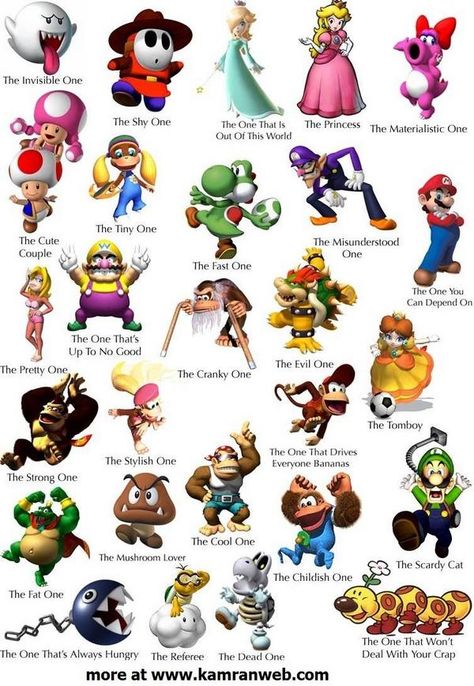 Mario characters Super Mario Brothers Characters, Super Mario Characters Costumes, Video Game Character Costumes, Mario Character Costumes, Mario Pictures, Mario Kart Characters, Super Mario Characters, Super Mario Costumes, Nintendo Tattoo