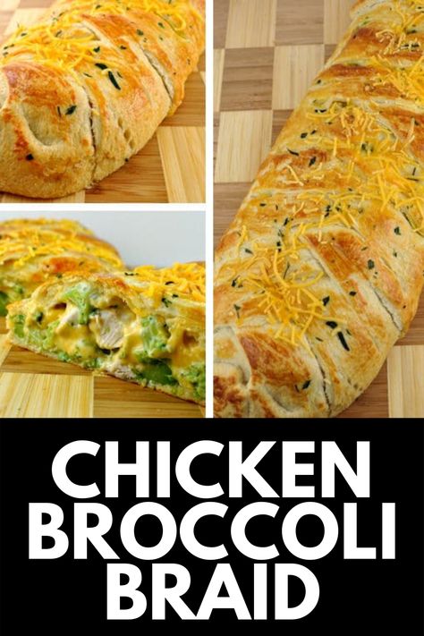 Chicken Braid Recipe, Chicken Broccoli Braid, Broccoli Braid, Broccoli Bread, Chicken Braid, Crescent Braid, Chicken Croissant, Crescent Roll Recipes Dinner, Pillsbury Crescent Rolls