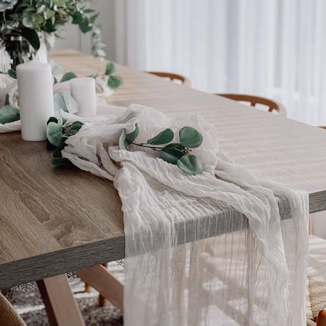 Elegant Farmhouse Decor, Gauze Table Runner, Modern Industrial Decor, Vintage Wedding Party, Flowing Fabric, Holiday Meal, Organic Decor, Table Runners Wedding, Table Runner Pattern