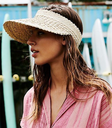 Beachgold Island Hopper Straw Visor Visor Outfit, Straw Hat Diy, Straw Hats Outfit, Visor Hairstyles, Floppy Hat Summer, Summer Visor, Diy Straw, Straw Boater Hat, Straw Visor