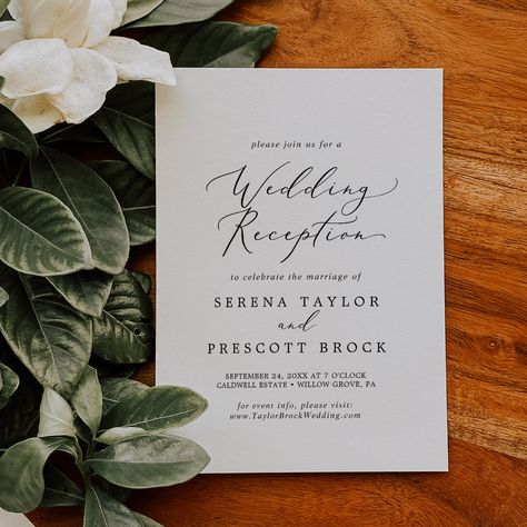 Reception Black And White, Black And White Wedding Reception, Summer Calligraphy, Elopement Party, White Weddings Reception, Marriage Reception, Black Calligraphy, Classy Wedding Invitations, Wildflower Wedding Invitations