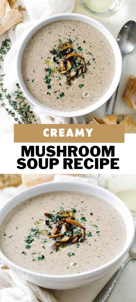 Turkey Mushroom Soup, Homemade Mushroom Soup, Mushroom Cream Soup, Homemade Cream Of Mushroom Soup, Homemade Cream Of Mushroom, Wild Mushroom Soup, Mushroom Soup Recipe, Cream Soup Recipes, Billy Parisi