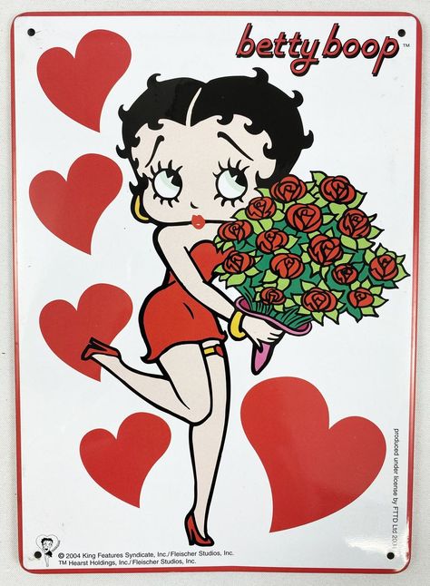 Betty Boop Valentines Day, Betty Boop Valentine, Betty Boop Tattoos, Pic Wall, Betty Boop Classic, Retro 2000s, Tin Wall Decor, Tin Wall, Betty Boop Cartoon