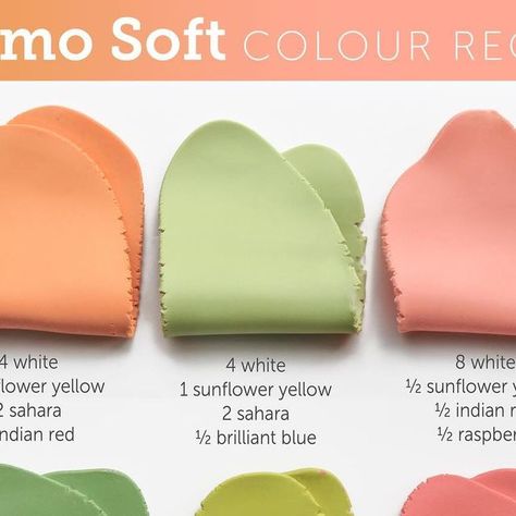 Fimo Soft Color Recipes, Fimo Recipe, Clay Recipes, Gnocchi Dishes, Color Recipe, Polymer Clay Recipe, Clay Recipe, Clay Color, Summer Shades