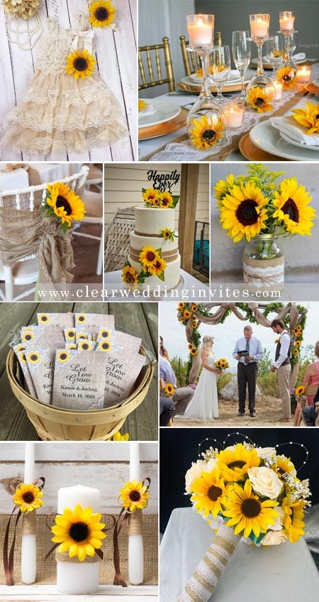 Incorporate Elegant and Beautiful Sunflower Into Your Big Day – Clear Wedding Invites Sunflower Wedding Decorations, Mason Jar Wedding Invitations, Rustic Sunflower Wedding, Sunflower Themed Wedding, Classy Wedding Invitations, Wedding Themes Summer, Wedding Themes Fall, Mason Jar Wedding, Cheap Wedding Invitations