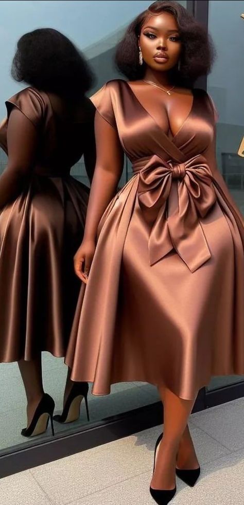 Credit: Vogue Secrets Flare Dress Outfit Classy, Peach Bridesmaid Dresses, Lace Dress Classy, Silk Sarees With Price, Long African Dresses, African Dresses Men, Dinner Dress Classy, African Wear Dresses, African Print Dress Designs