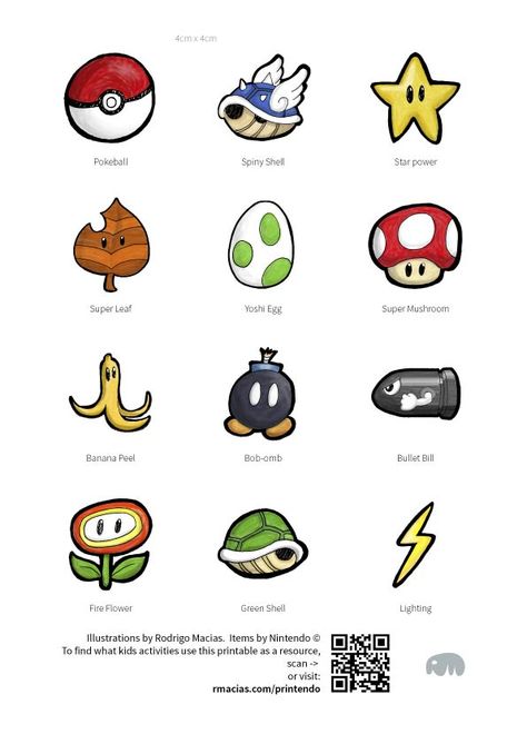 Hand-drawn Nintendo Items: Free Printables | - Box of Ideas How To Draw Super Mario Characters, Kids Games Ideas, Nintendo Crafts, Mario Crafts, Nintendo Party, Super Mario Bros Party, Mario Bros Party, Diy Kids Games, Super Mario Party