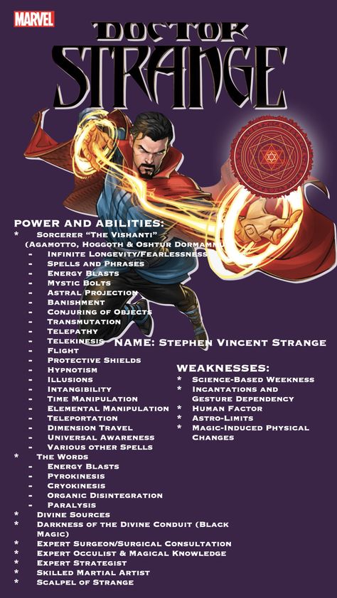 Dr Strange Powers, Druid Powers, Sentinels Xmen, Dr Strange Magic, Doctor Strange Magic, Marvel Superheroes Characters, Doctor Strange Powers, Character Abilities, Marvel Names