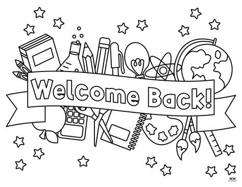 Choose from 25 unique back to school coloring pages perfect for your little ones during the back to school season. Print from home. 100% FREE! Welcome Back Coloring Page, Welcome Coloring Pages, Welcome Back To School Coloring Pages, Welcome Back, Back To School Coloring Pages, Welcome To Class, Welcome To Kindergarten, Welcome To School, Kindergarten Coloring Pages