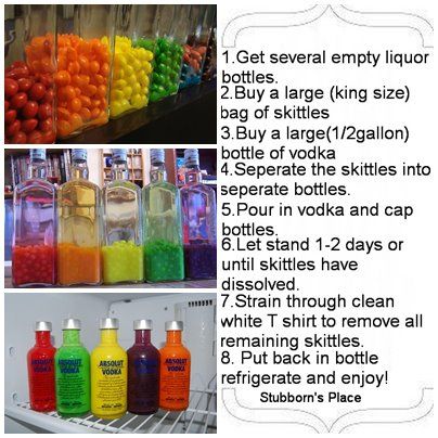 Adult Beverage & Skittles High Tea Drinks, Skittle Vodka, Skittles Drink, Tropical Mixed Drinks, Empty Liquor Bottles, Watermelon Crawl, Flavored Alcohol, Flavoured Vodka, Diy Alcohol