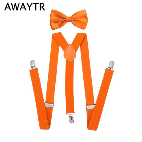 >> Click to Buy << AWAYTR Orange Color Kid Suspenders High Quality Elastic Braces Three Clips Adjustable Suspensorio 90cm Length Wedding School  #Affiliate Orange Suspenders, Suspenders For Men, Mens Bowtie, Suspenders For Kids, Bowtie And Suspenders, Suspenders Set, Orange You Glad, Bow Tie Set, Wedding Mood Board