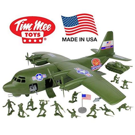 Tim Mee Plastic Army Men C130 Playset -27pc Giant Military Airplane Made in USA Camouflage Room, Nik Naks, Elsa Art, Army Men Toys, Plastic Company, Plastic Army Men, Army Man, Nerf Toys, C 130