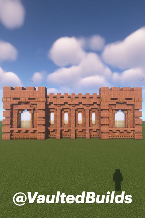 Minecraft Medieval Gate Design, Granite Builds Minecraft, Minecraft Underground Wall Design, Granite House Minecraft, Castle Window Minecraft, Minecraft Castle Window Ideas, Minecraft Large Windows Design, Minecraft Granite Building, Minecraft Granite House