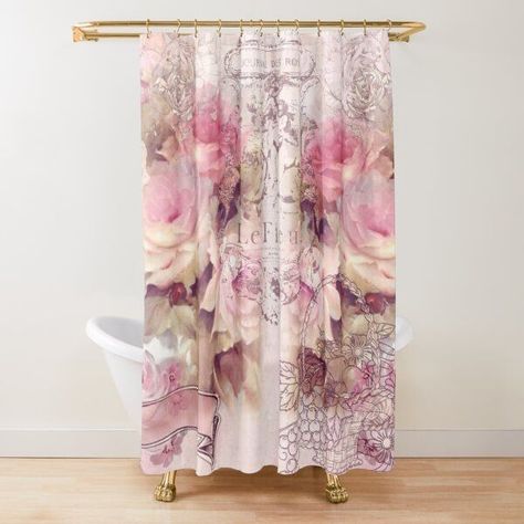 Vintage Shabby Chic Flowers Artwork Shower Curtain Mandala Shower Curtain, Elegant Shower Curtains, Cute Shower Curtains, Flowers Artwork, Shabby Chic Flowers, Flower Shower Curtain, Abstract Shower Curtain, Boho Shower Curtain, Striped Shower Curtains