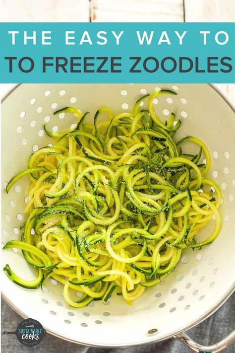 Learn all the tips and tricks for Freezing Zucchini to extend the harvest. Learning how to freeze zucchini using multiple methods, is a great way to preserve this delicious summer veggie. Homemade Zucchini Noodles, Preserving Zucchini, Spiralized Zucchini Recipes, How To Freeze Zucchini, Frozen Zucchini, Making Zucchini Noodles, Freezing Zucchini, Zucchini Noodle Recipes, Freezable Meals