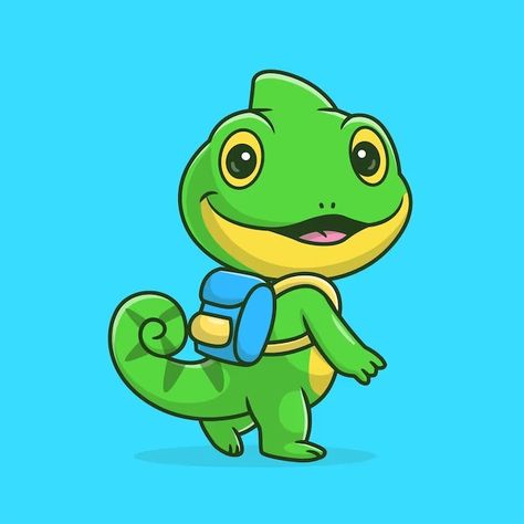 Catalyststuff | Freepik Cute Chameleon, Bag Cartoon, Animal Education, Vector Icons Illustration, Go To School, Psd Icon, Icon Illustration, Animal Illustration, Vector Photo