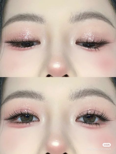 Tahreem Core, Coquette Wedding Makeup, Makeup Ideas Pink Natural, Doying Make, Pink Doyun Makeup, Maquillaje Korean Style, Douyin Makeup On White Person, Coquette Eye Makeup, First Love Makeup Style