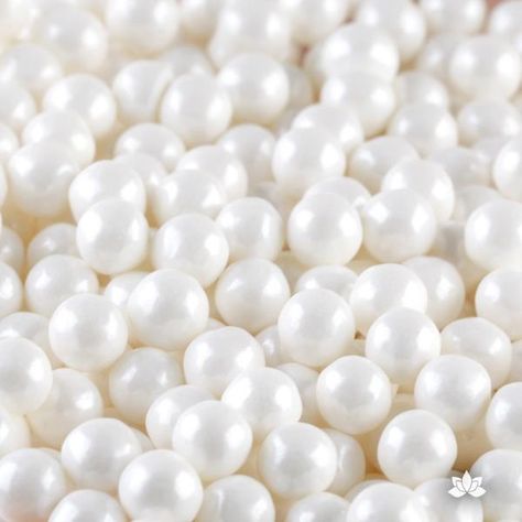 Large Edible Candy Pearls used for cake decorating or cupcake decorating.  Edible cake decorations.  Wholesale cake supply. Edible Candy, Novelty Birthday Cakes, Edible Pearls, Chocolate Pearls, Edible Cake Decorations, Cake Supplies, Gum Arabic, Cake Icing, Titanium Dioxide