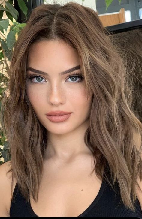 Hair Styles For Tan Skin, Brown Hair With Light Skin, Hair For Pale Skin Hazel Eyes, Neutral Skin Hair Color Ideas, Hair Colours For Pale Skin And Blue Eyes, Pale With Brown Hair, Brunette Hair For Blue Eyes, Tanned Skin Hair Color, Hair For Pale Skin Green Eyes