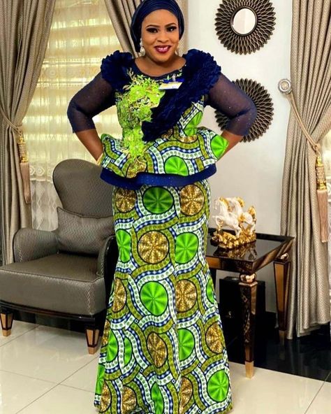 Ankara Peplum Blouse And Skirt, Peplum Blouse And Skirt, Latest Chiffon Gown Styles, Ankara Peplum Blouse, Latest Ankara Skirt And Blouse, Ankara Skirt And Blouse Styles, Ankara Long Gown, Stylish Naija, Ankara Long Gown Styles