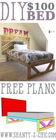 Diy Twin Bed Frame, Diy Twin Bed, Diy Platform Bed, Twin Size Bed Frame, Murphy Bed Plans, Shanty 2 Chic, Modern Platform Bed, Diy Bed Frame, Platform Beds