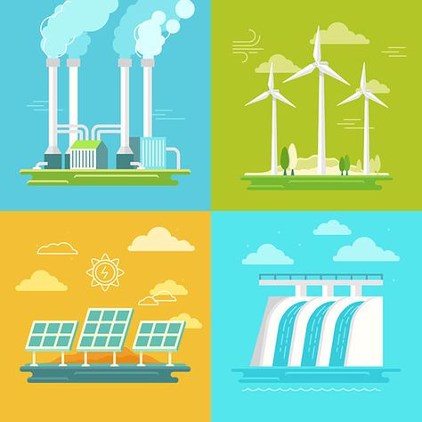 Renewable Energy Design, Non Renewable Energy, Scary Drawings, Solar Energy Projects, Illustration Simple, Green Environment, Sustainable Development Goals, Energy Projects, Tree Illustration