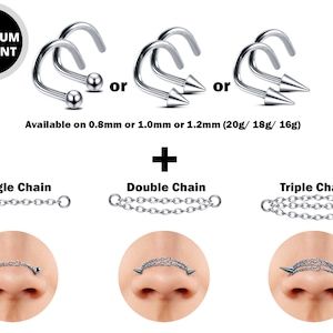 #piercings #bodypiercing #bodyjewelry  #piercingjewelry #nosepiercing #nasalangpiercing #nosestud #nosescrew #nasallangnostrilstud  #nostrilstuds Nasallang Piercing Chain, Nose Chain Piercing, Nasallang Piercing, Chain Piercing, Spike Ball, Piercing Chain, Nostril Jewelry, Nose Chain, Piercing Inspo