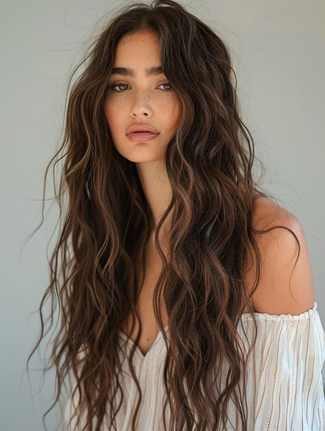 2024 Long Hair Trends: Easy, Trendy Summer Styles for a Casual Chic Look Big Long Hairstyles, Loose Perm Women Long Hair, Effortless Waves Long Hair, Natural Waves Long Hair, Beach Long Hair Hairstyles, Perm Inspo Long Hair, Long Beach Waves Hair Brunettes, Wavy Perm Long Hair Beachy Waves, Hair Styles Trends 2024