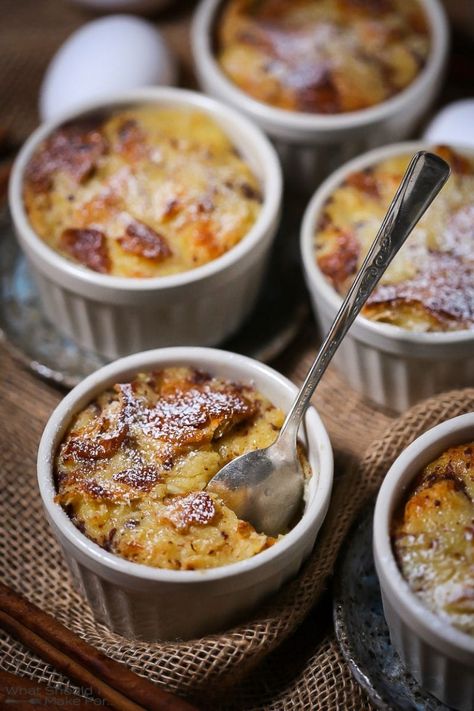 Brioche Bread Pudding Bread Pudding Brioche, Bermuda Recipes, Mini Bread Pudding, Individual Bread Pudding, Brioche Bread Pudding, Homemade Brioche, Backyard Dinner, Winter Dessert, Bread Puddings