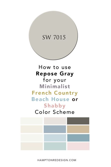 Paint Colors That Go With Repose Gray, Sw Repose Gray Color Scheme, Repose Gray Color Scheme, Colors That Go With Repose Gray, Repose Grey Color Scheme, Repose Gray Color Palette, Repose Gray Coordinating Colors, Gray Color Schemes, Repose Gray Paint