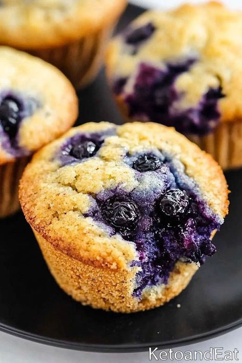 Keto Blueberry Almond Flour Muffins Low Carb Blueberry Muffins, Sour Cream Blueberry Muffins, Almond Flour Blueberry Muffins, Low Carb Blueberry, List Of Low Carb Foods, Keto Blueberry Muffins, Almond Flour Muffins, Healthier Sweets, Low Carb Dessert Recipes