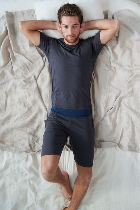 Sleeping Pose Reference Male, Relax Pose, Pijamas Men, Men Sleeping, Single Pose, Sleeping Pose, Sleeping Man, Male Reference, Shorts Sleepwear