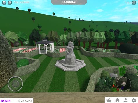 Cute Garden Ideas Bloxburg, Bloxburg Indoor Garden, Ethereal Bloxburg House, Bloxburg Victorian House Color Scheme, Bloxburg Vegetable Garden, Roblox Garden Bloxburg, Roblox Victorian House, Bloxburg Garden Layout, Bloxburg Fountain Ideas