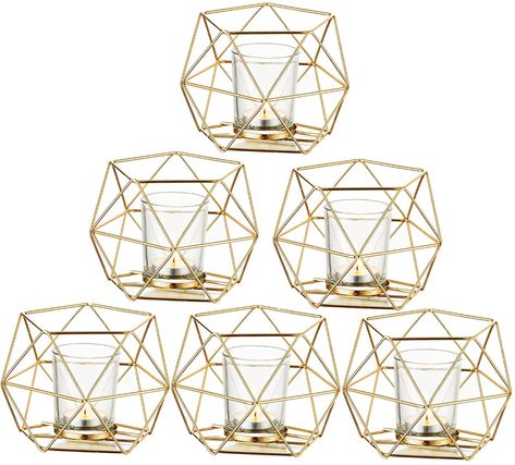 Votive Candle Stand, Votive Candles Wedding, Candle Holders Gold, Gold Votive Candle Holders, Gold Votive Candles, Geometric Candle Holder, Candle Table Centerpieces, Geometric Candles, Gold Candle Holders