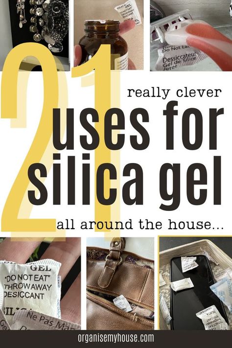 Silica Gel sachets are found in the packaging of loads of items we buy – and are usually just thrown away. However, we need to stop that because they can be really handy to have around the house. Take a look at these 21 creative uses for silica gel pouches, because you might be surprised at how versatile they are! Silica Gel Uses, Get Organised, Household Chores, Silica Gel, Sachets, My House, Getting Organized, Cleaning Hacks, The House