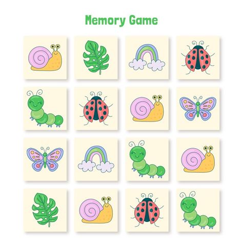 Diy Memory Game Free Printable, Memory Card Game, Memory Diy, Memory Games For Kids, Kids Memories, Numbers For Kids, Flip Cards, Memory Game, Game Pictures