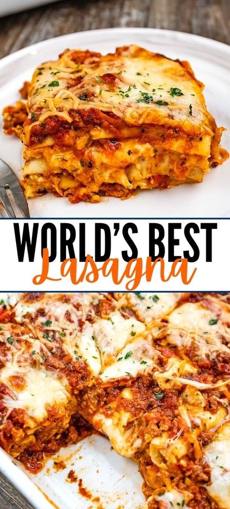 Italian Background, Worlds Best Lasagna, The Best Lasagna, Best Lasagna, Best Lasagna Recipe, Easy Lasagna Recipe, Lasagne Recipes, Homemade Lasagna, Meat Sauce